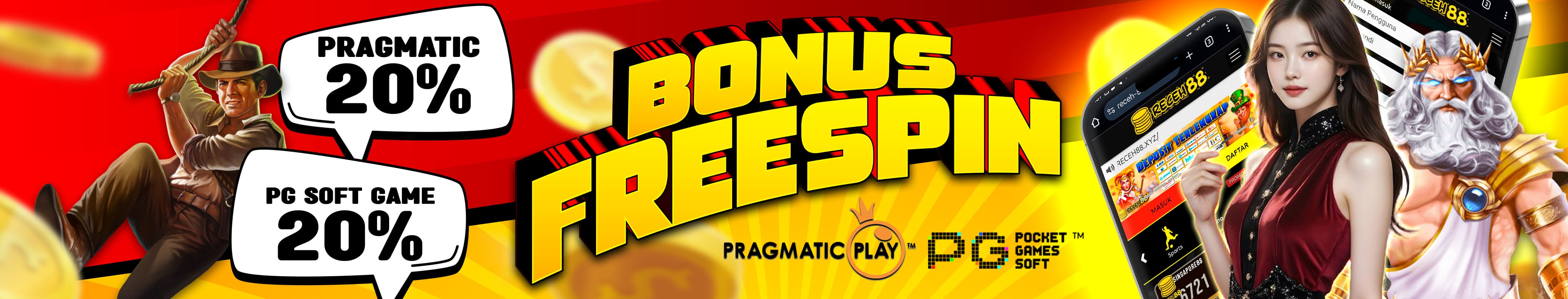 EVENT BONUS FREESPIN PRAGMATIC 20% & PG SOFT 20% RECEH88
